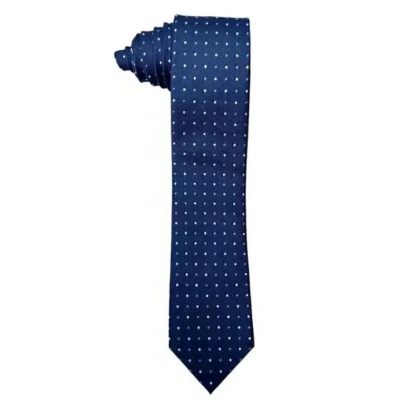 Perry Ellis Premium Silk Tie Blue Polka Dot Print - Picture 1 of 7